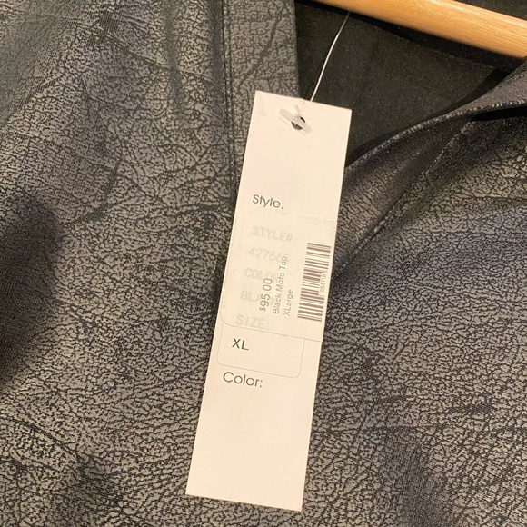 Black, Leather-look Blouse - Picture 5 of 7